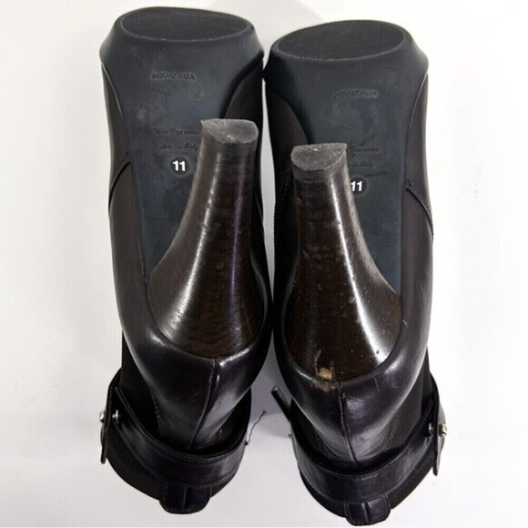 Aquatalia Dark Brown Leather Rouge Royal Heeled Ankle Boots Kate Middleton 11 - Picture 9 of 10